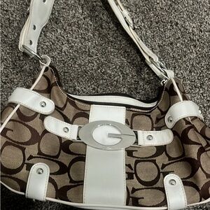 Coach Brown and White Signature Shoulder Bag